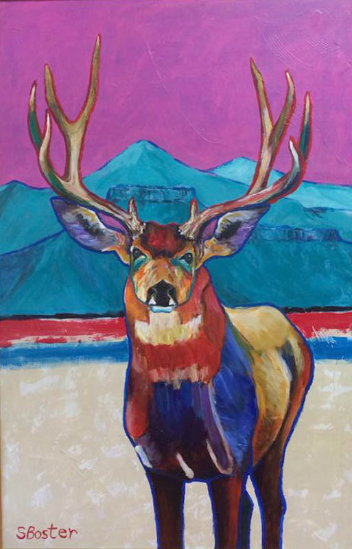 Mule deer24x36 acrylic-Steve Boster MD- I am King of The Mountain Sold