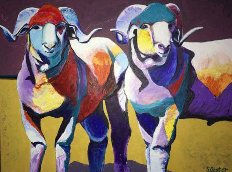 Sheep rams-30x40 acrylic-Steve Boster MD-Two Guys SOLD