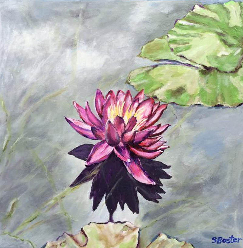 water lilly San Angelo Steve Boster MD Water Lilly 9x12 acrylic Sold